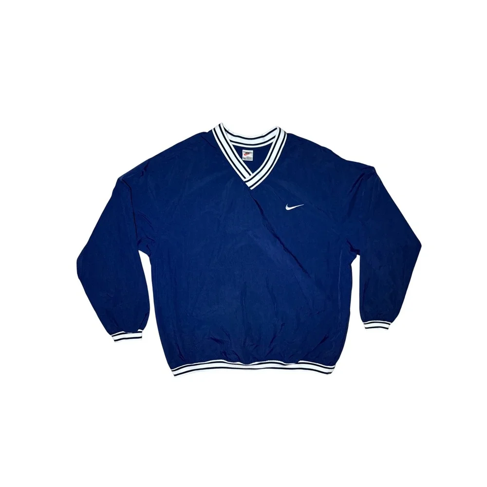 Vintage Nike Pullover Windbreaker Men XXL Navy Blue V-Neck